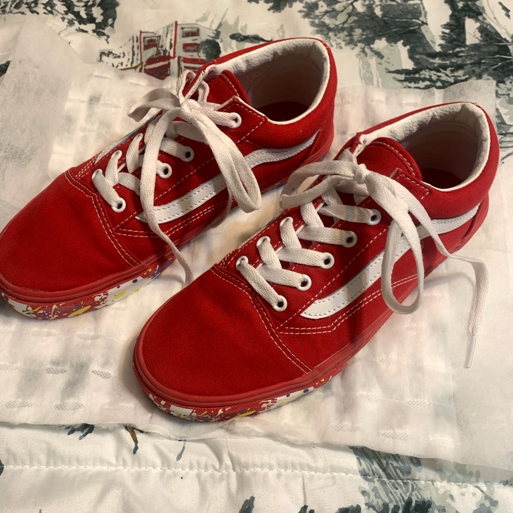 Vans Red Sneakers with Artistic Sole - Picture 3 of 3